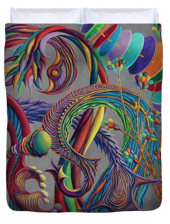 Abstract Duvet Cover featuring the drawing PreHistoric Candy by Scott Brennan