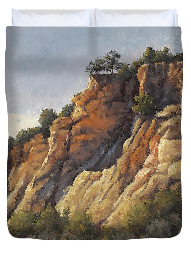 Zion Duvet Cover featuring the painting Prelude to Zion by Sandy Fisher