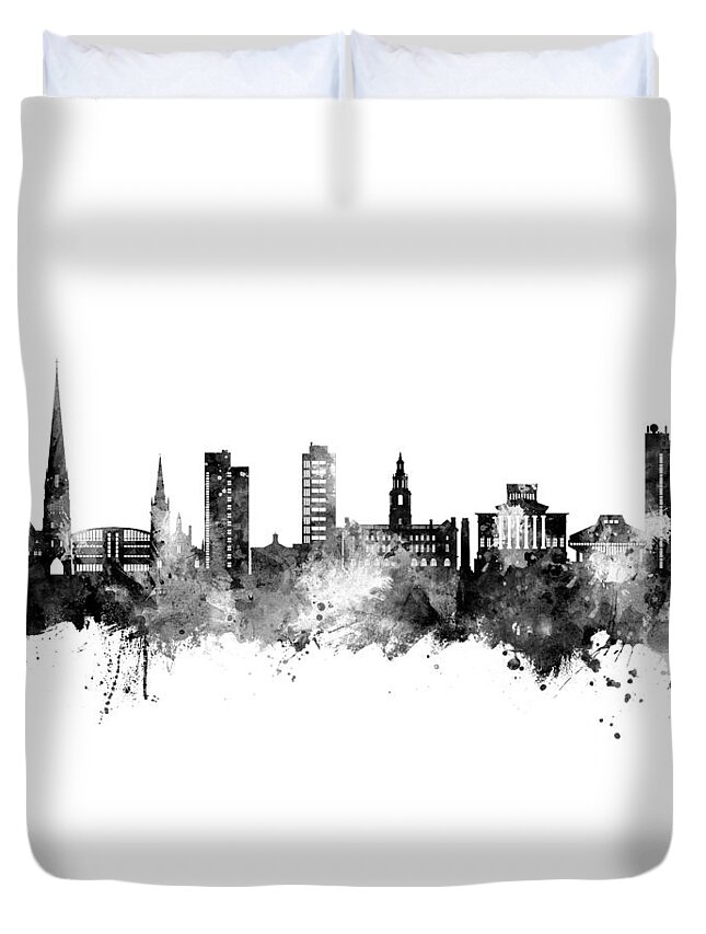 Preston Duvet Cover featuring the digital art Preston England Skyline #87 by Michael Tompsett