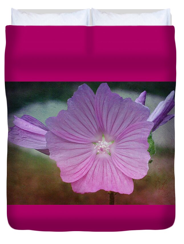 Pink Duvet Cover featuring the mixed media Pretty in Pink by Moira Law