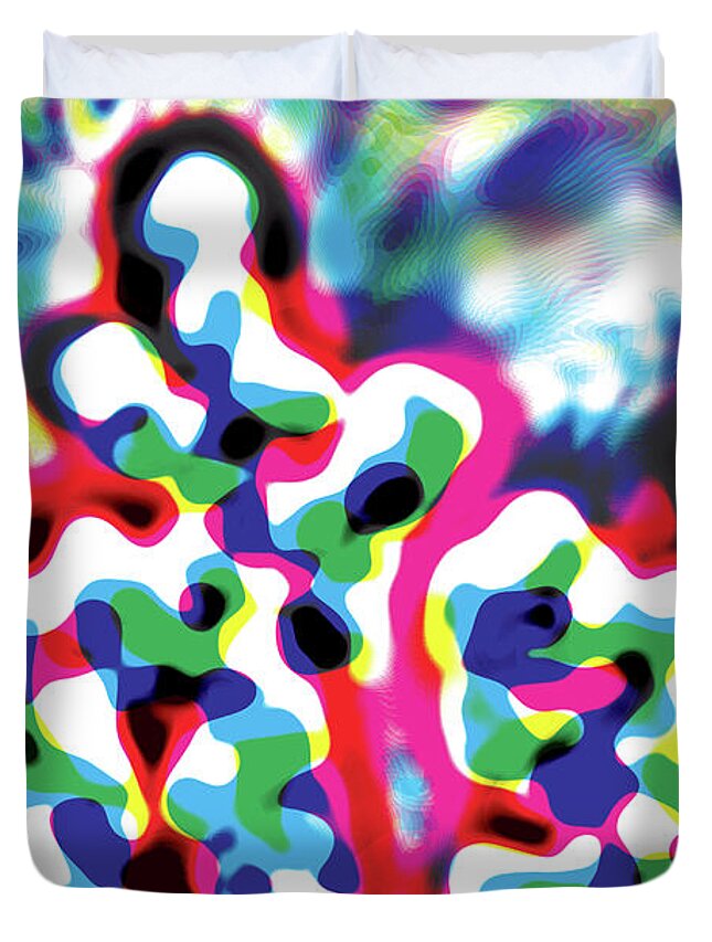 Abstract Art Duvet Cover featuring the digital art Primary Ripples Start by David Davies