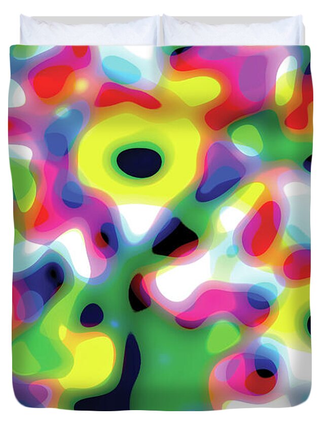Abstract Art Duvet Cover featuring the digital art Primary Soft Centres by David Davies