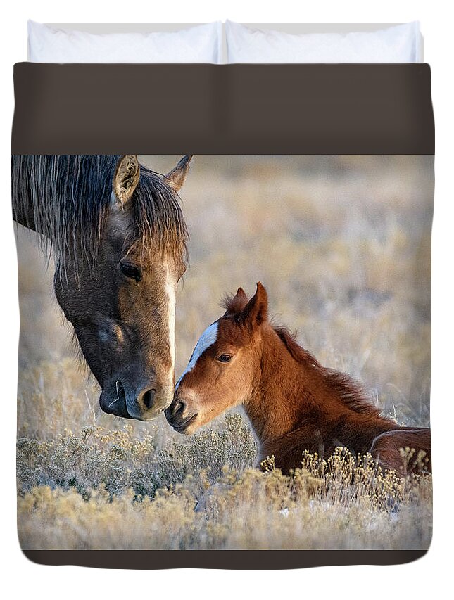 Horses Duvet Cover featuring the photograph Princess and her Prince by Mary Hone