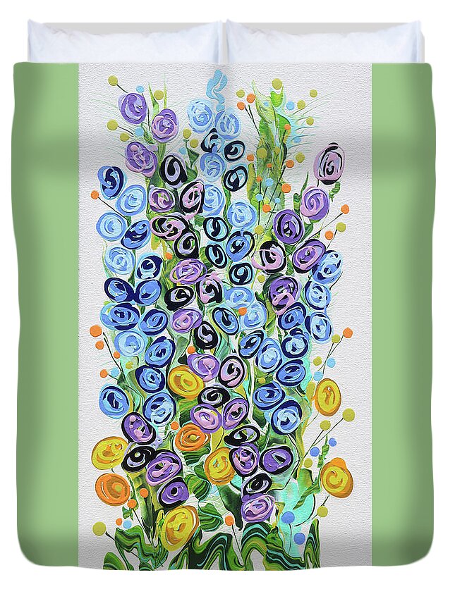 Fluid Acrylic Painting Duvet Cover featuring the painting Prom Flowers by Jane Crabtree