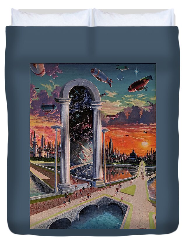 Column Duvet Cover featuring the painting Promenade by Michael Goguen