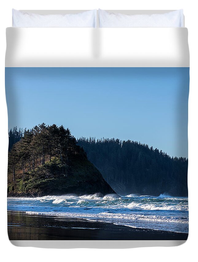 Beach Duvet Cover featuring the photograph Proposal Rock by Robert Potts