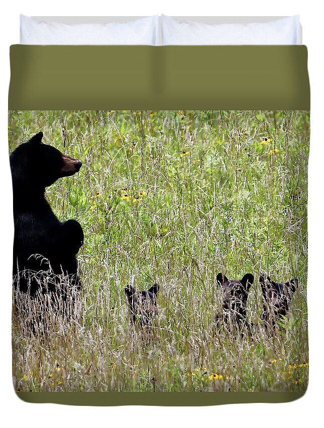 Tennessee Duvet Cover featuring the photograph Protective Black Bear by Jennifer Robin