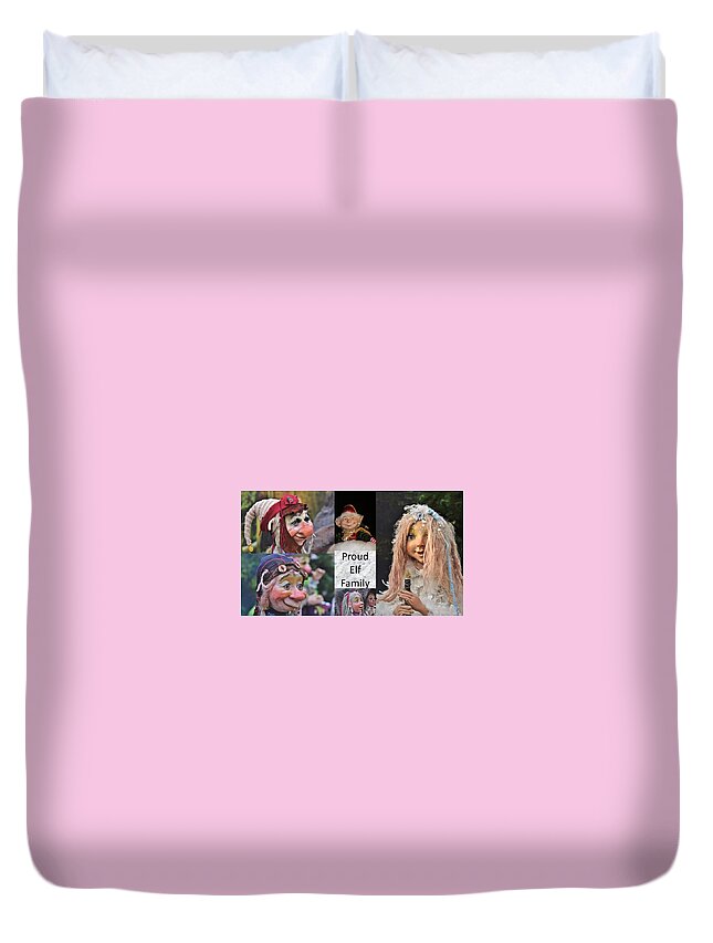 Elf Duvet Cover featuring the mixed media Proud Elf Family by Nancy Ayanna Wyatt