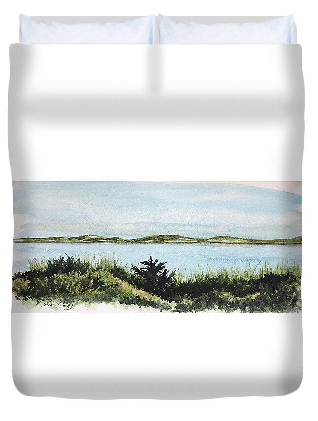 Provincetown Duvet Cover featuring the painting Province Lands From Route Six by Paul Gaj