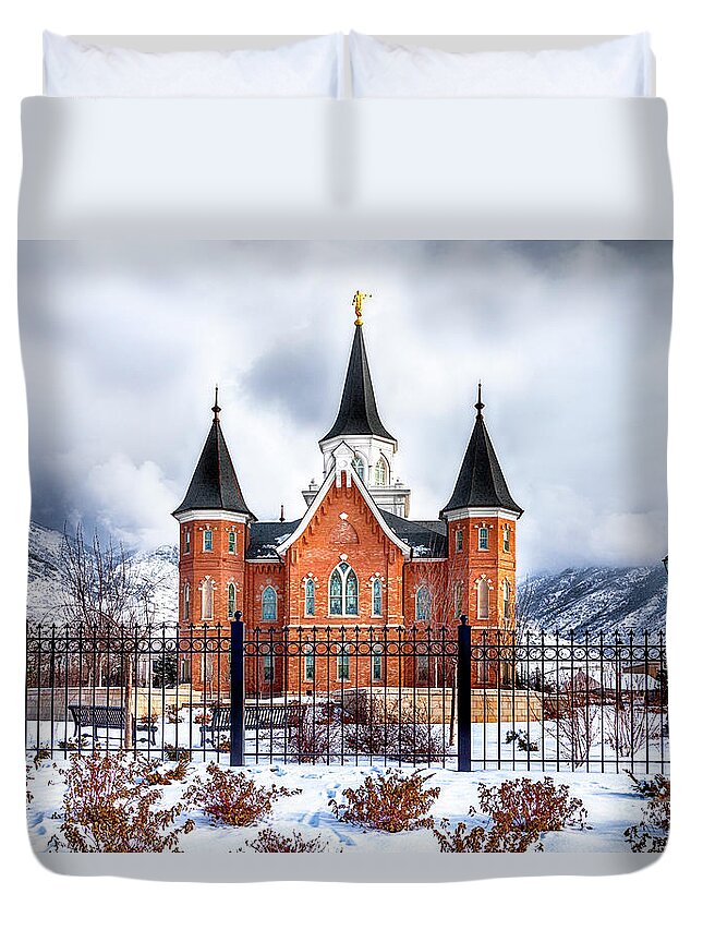 Provo City Center Temple Duvet Cover featuring the photograph Provo City Center Temple Art A Unique and Special Gift by David Millenheft