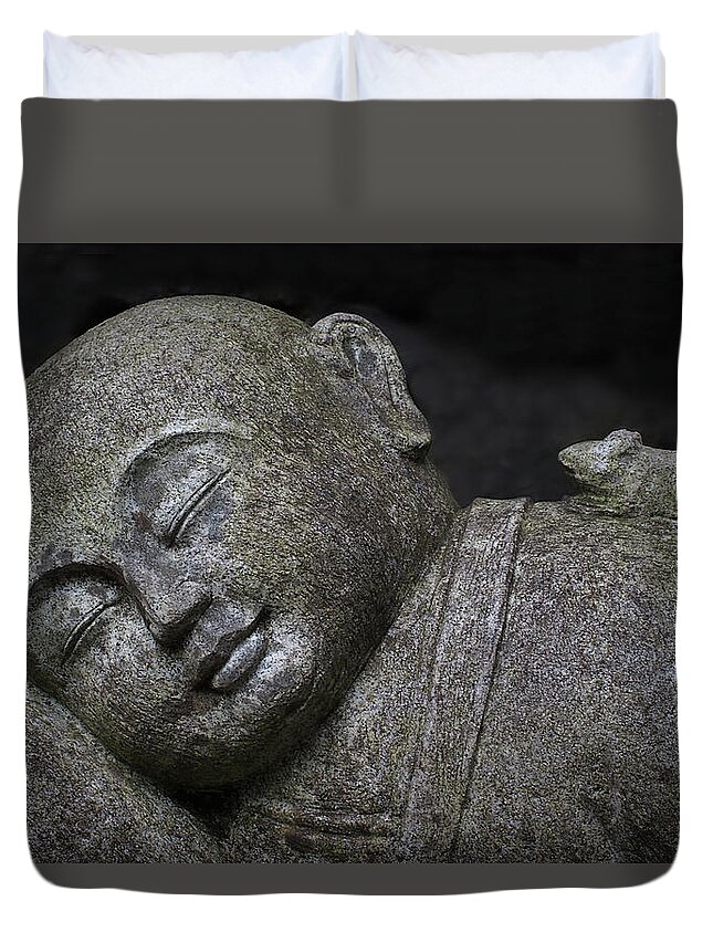 Souris Duvet Cover featuring the photograph Pssst... Wake up Buddha by Louise Tanguay