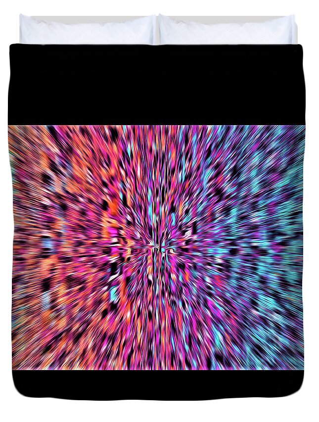 Abstract Duvet Cover featuring the digital art Psychedelic - Trippy Optical Illusion by Ronald Mills