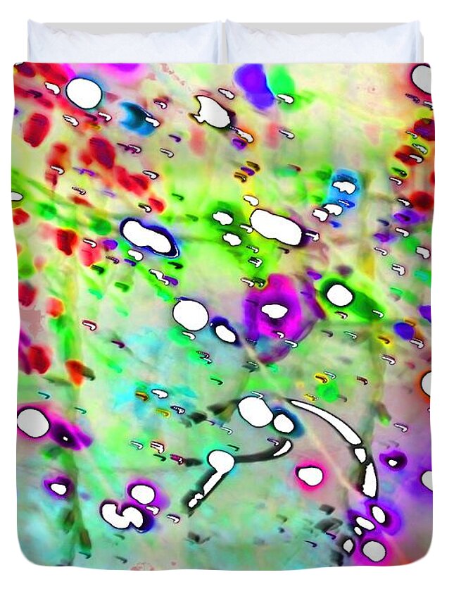 Abstract Duvet Cover featuring the digital art Psychedelic Whiteout by T Oliver