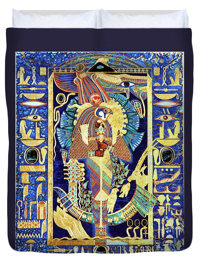 Ptah Duvet Cover featuring the mixed media Ptah-Sokar-Ausir Lord of the Secret Shrine by Ptahmassu Nofra-Uaa