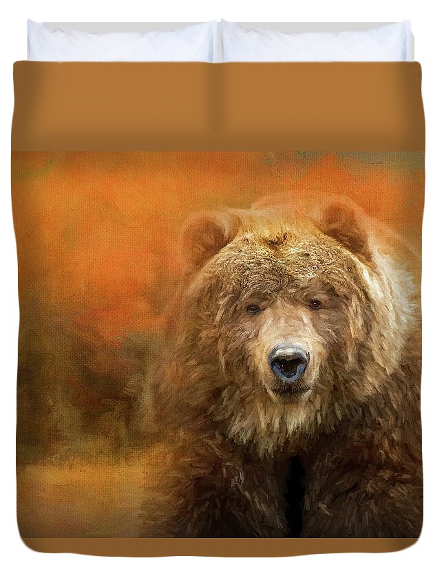 Grizzly Bear Duvet Cover featuring the digital art Pumpkin by Jeanette Mahoney