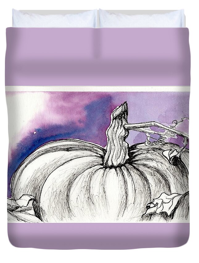 Pumpkin Duvet Cover featuring the painting Pumpkin Look Alike by Tammy Nara