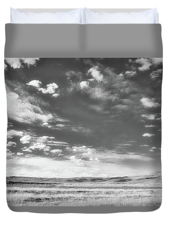 Landscape Duvet Cover featuring the photograph Pure Prairie League Black and White by Allan Van Gasbeck