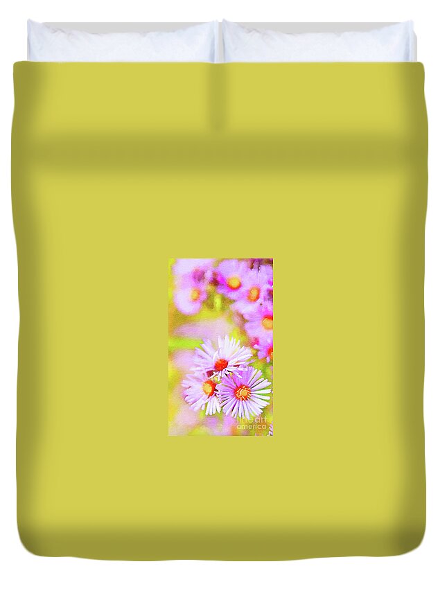 Purple Flowers Duvet Cover featuring the painting Purple Flowers by Cara Frafjord