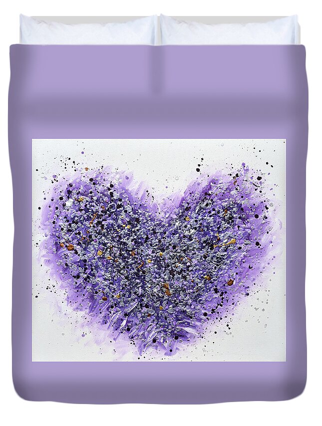Heart Duvet Cover featuring the painting Purple Heart by Amanda Dagg