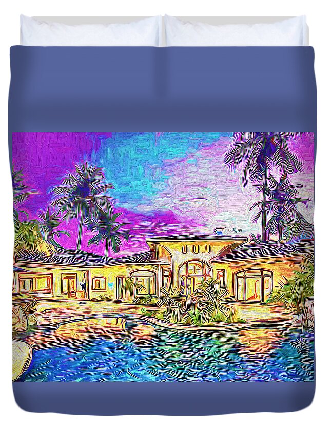 Paint Duvet Cover featuring the painting Purple night 2 by Nenad Vasic