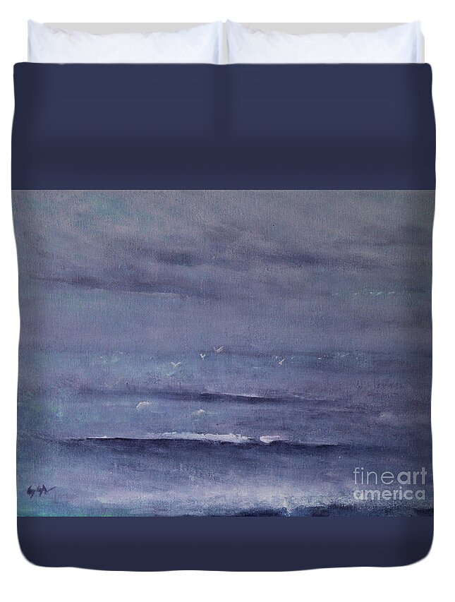 Seascape Duvet Cover featuring the painting Purple Paradise by Jane See