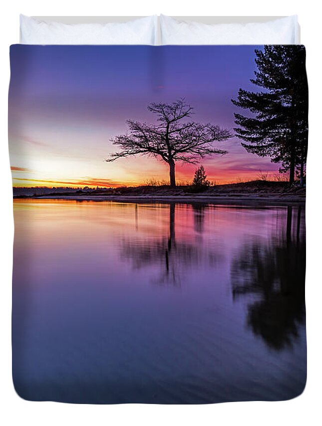 Sand Ripples Duvet Cover featuring the photograph Purple Ripples by Joe Holley