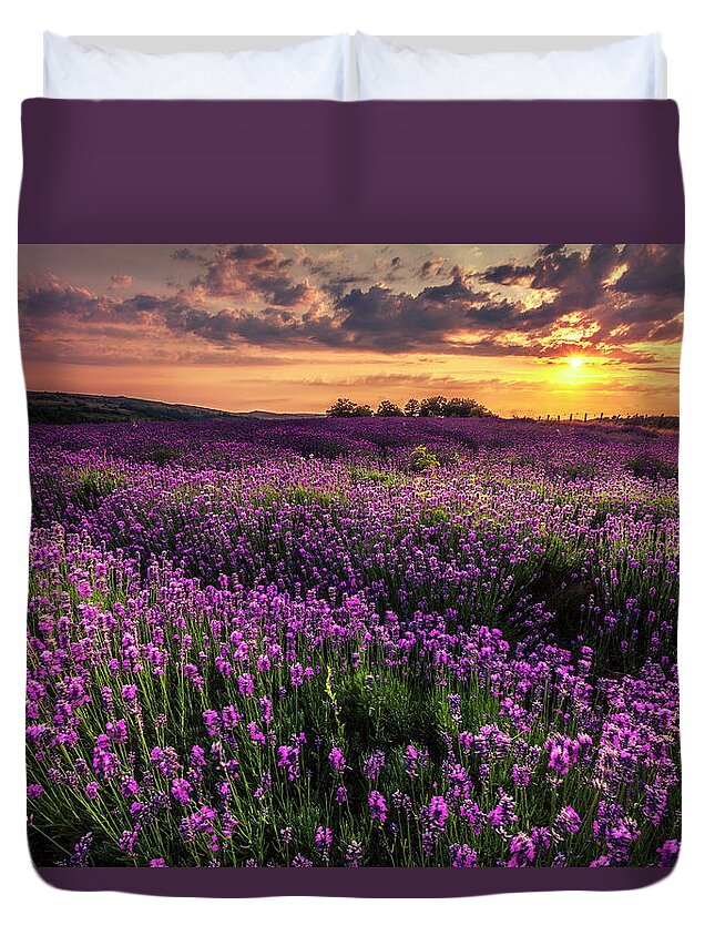 Bulgaria Duvet Cover featuring the photograph Purple Sea by Evgeni Dinev