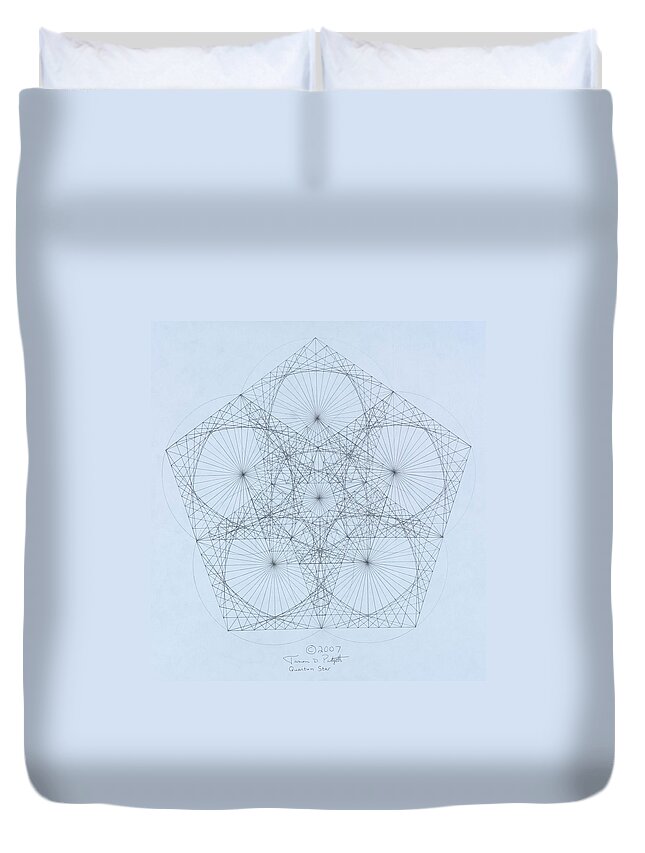 Star Duvet Cover featuring the drawing Quantum Star high res. by Jason Padgett
