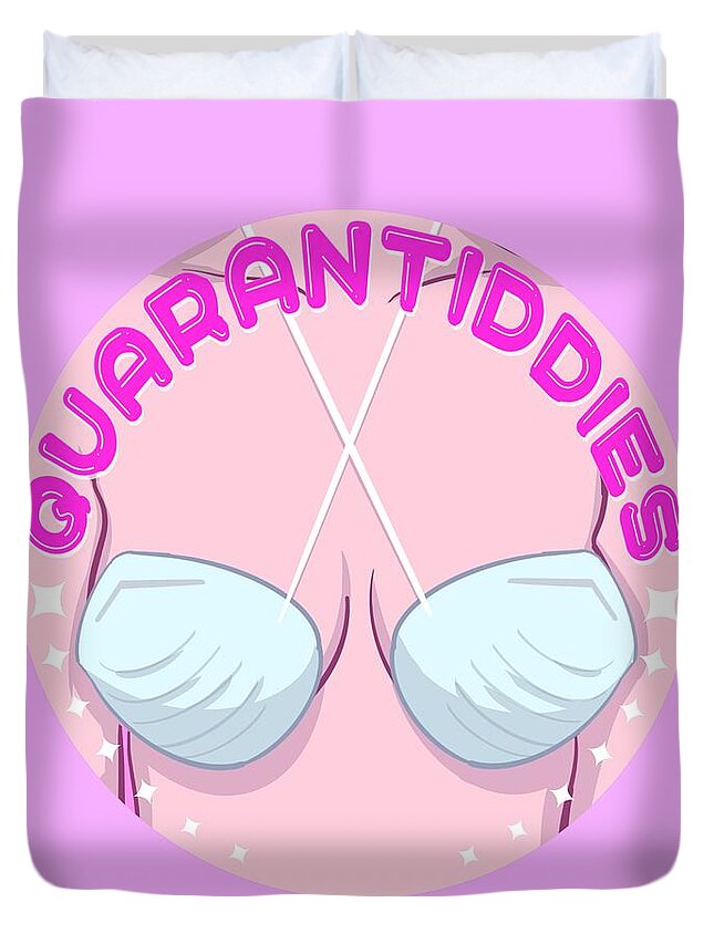 Quarantine Duvet Cover featuring the drawing Quarantiddies by Ludwig Van Bacon