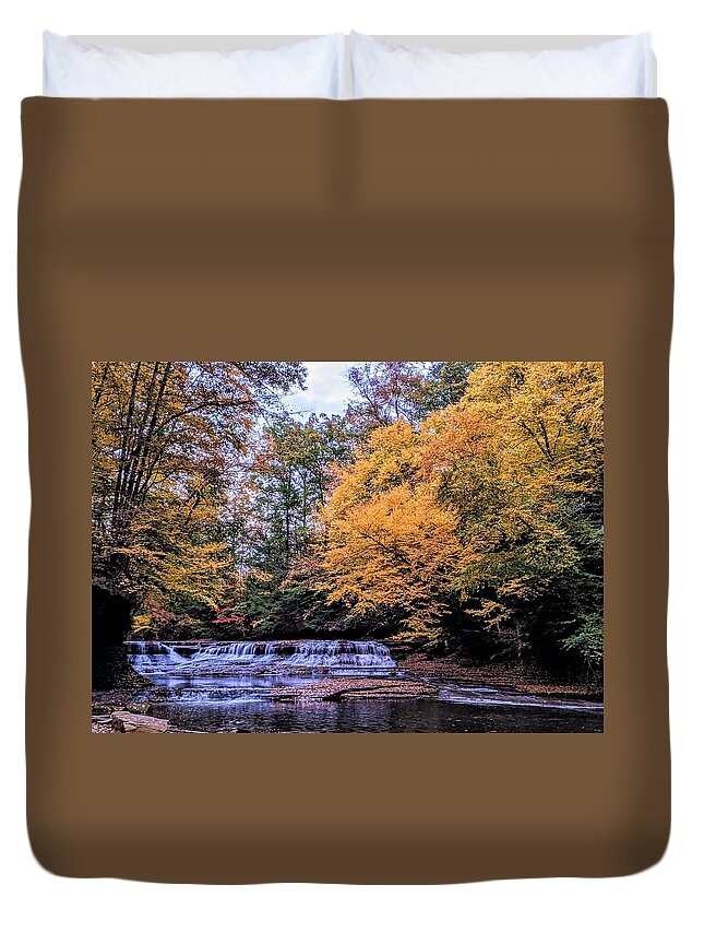 South Chagrin Reservation Duvet Cover featuring the photograph Quarry Rock Falls by Brad Nellis