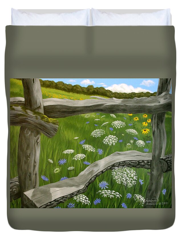 Grass Duvet Cover featuring the painting Queen Anne's Procession by Adrienne Dye