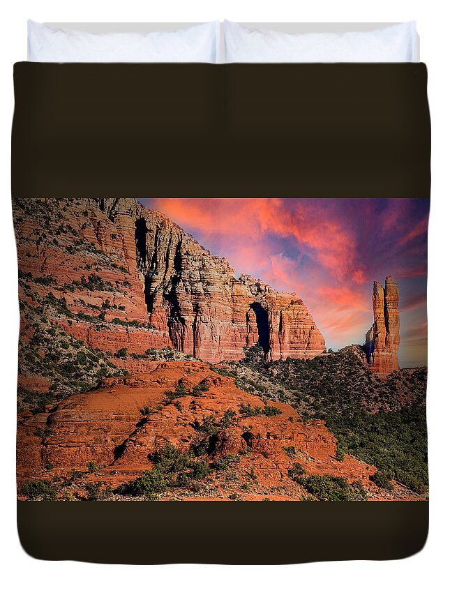 Sedona Duvet Cover featuring the photograph Rabbit Ears by Al Judge
