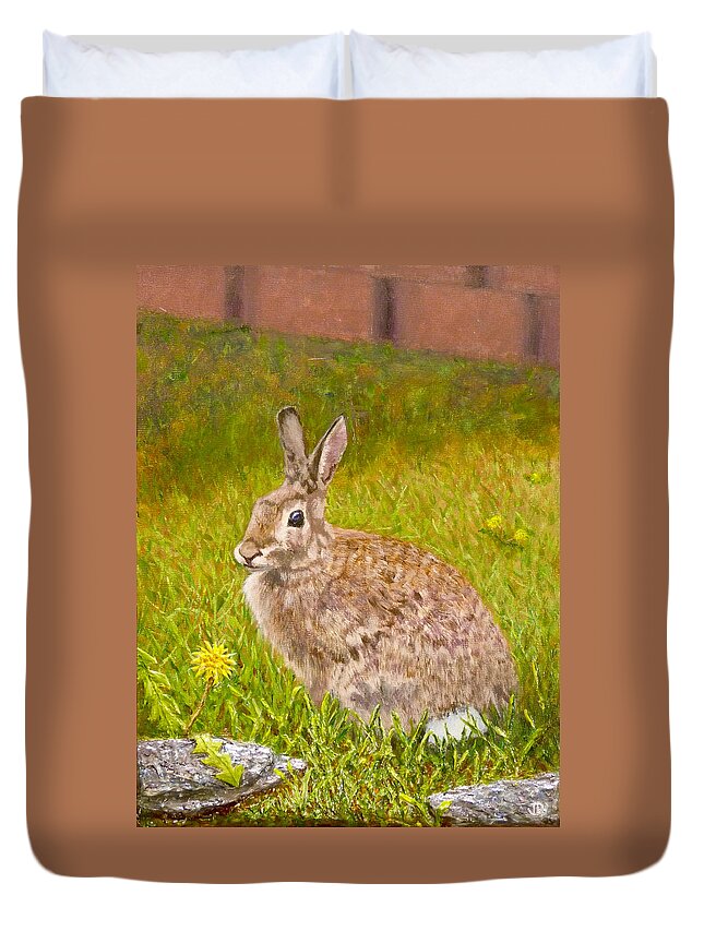 Rabbit Duvet Cover featuring the painting Rabbit by Joe Bergholm