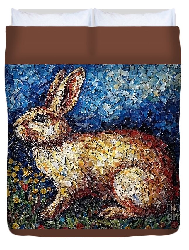 Drawing Duvet Cover featuring the painting Rabbit Painting by N Akkash