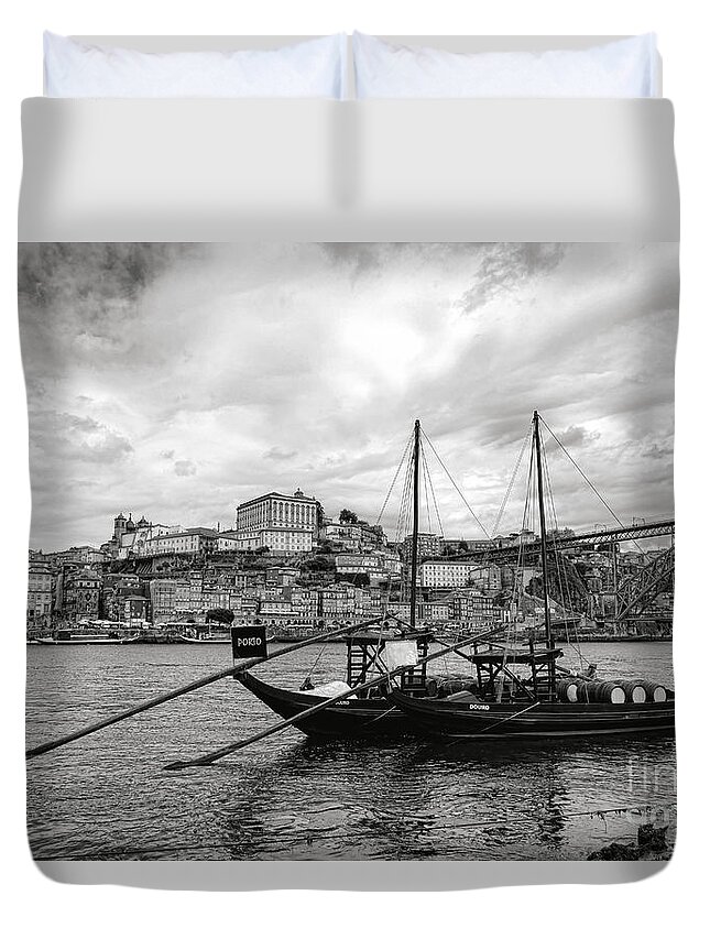 Porto Duvet Cover featuring the photograph Rabelo Boats in Porto by Olivier Le Queinec
