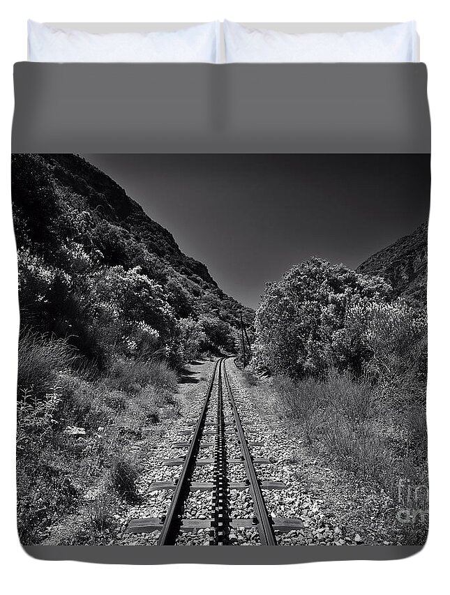 Vouraikos Duvet Cover featuring the photograph Rack railway in a gorge by George Atsametakis