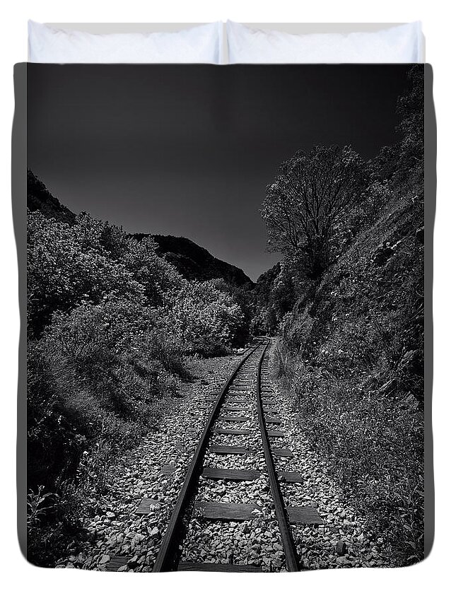 Vouraikos Duvet Cover featuring the photograph Railway in a gorge II by George Atsametakis