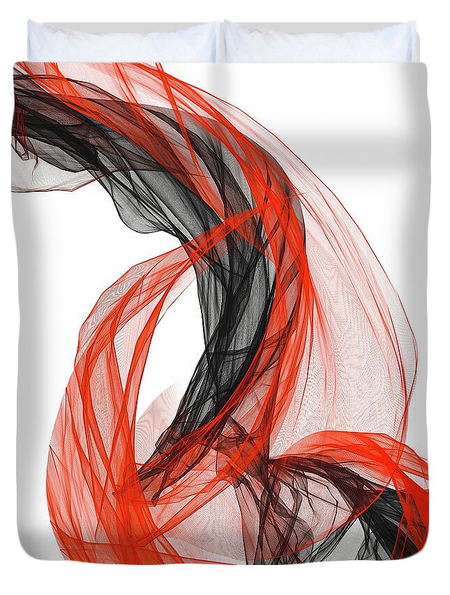Red And Gray Duvet Cover featuring the painting Radiance - Black And Red Modern Art by Lourry Legarde