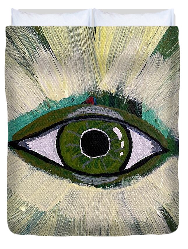 #eye #vision #radiance #access Duvet Cover featuring the painting Radiant Vision by Sylvia Becker-Hill
