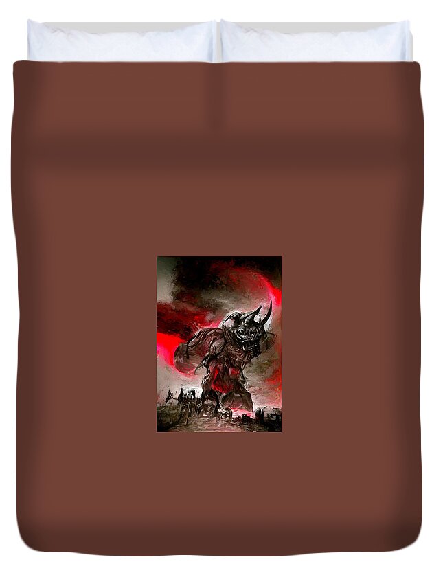  Duvet Cover featuring the digital art Rage Unleashed by Rein Nomm