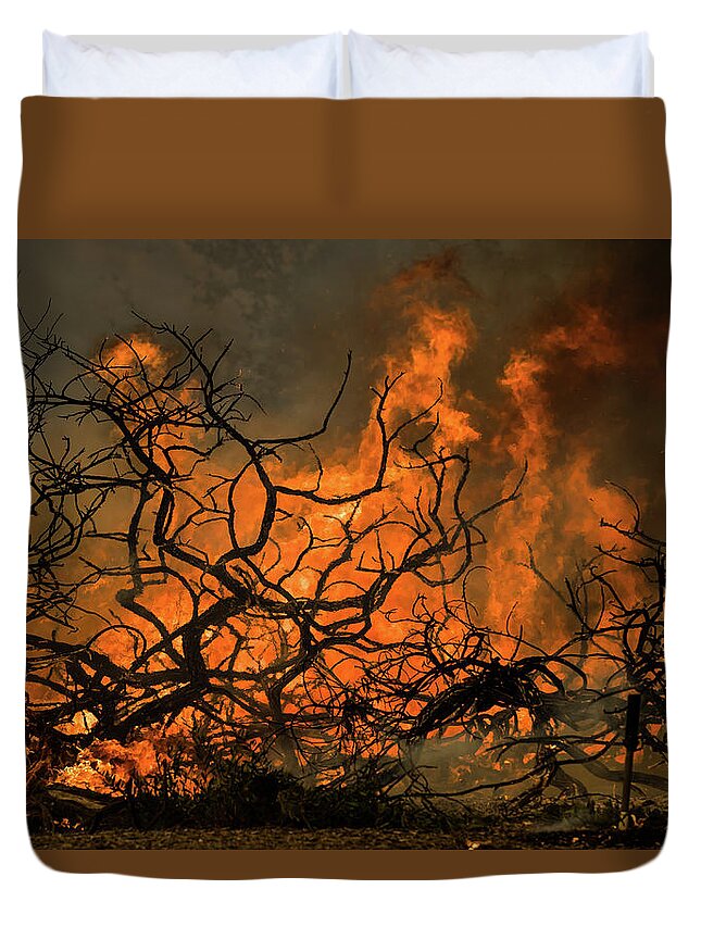 Fire Duvet Cover featuring the photograph Raging Fire 3 by Brian Knott Photography