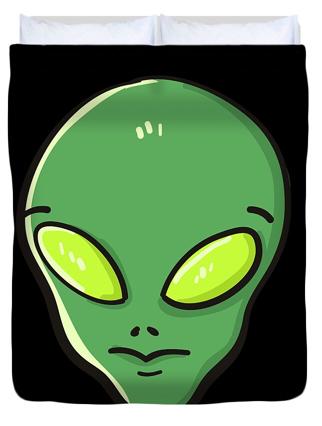 Aliens Duvet Cover featuring the digital art Raid Area 51 Alien Head by Flippin Sweet Gear