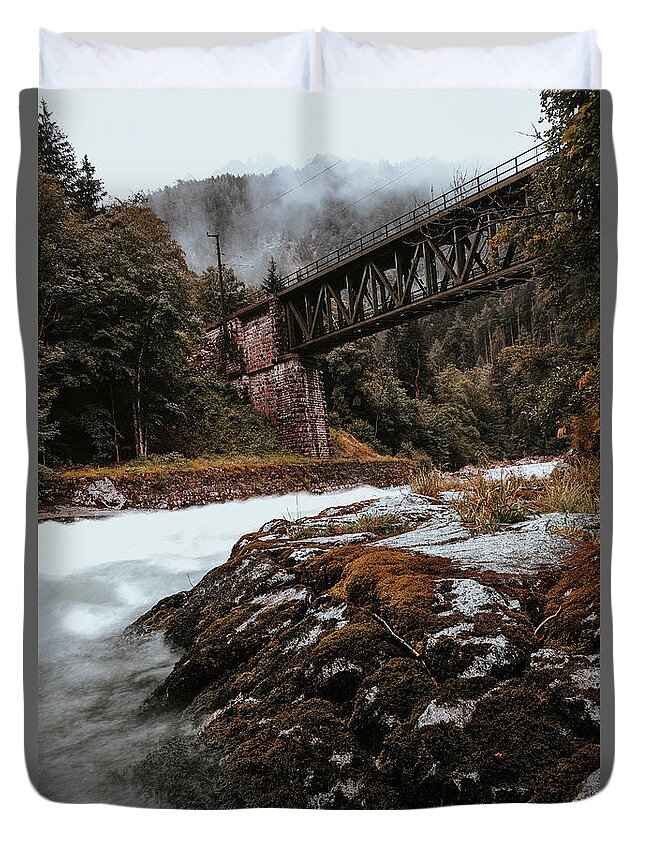 Transmission Duvet Cover featuring the photograph Railway bridge in Gesause National Park by Vaclav Sonnek