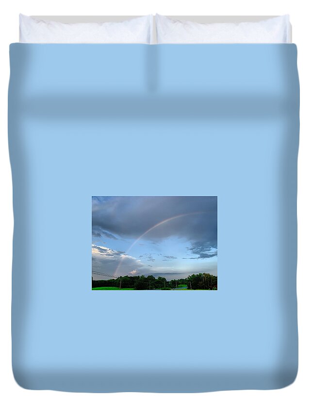 Rainbow Duvet Cover featuring the photograph Rainbow after the Storm by Chris Montcalmo