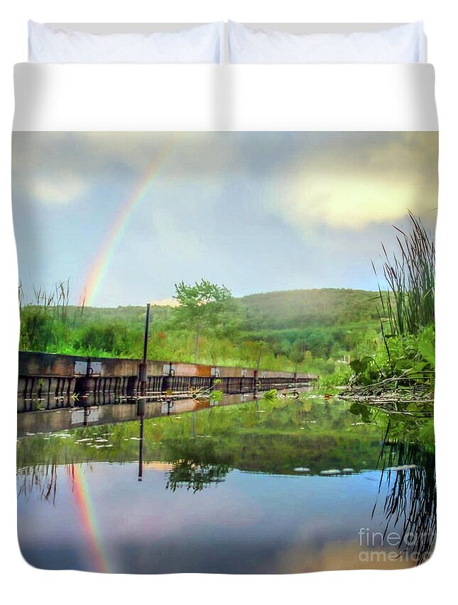 Reflection Duvet Cover featuring the photograph Rainbow Art by Doc Braham