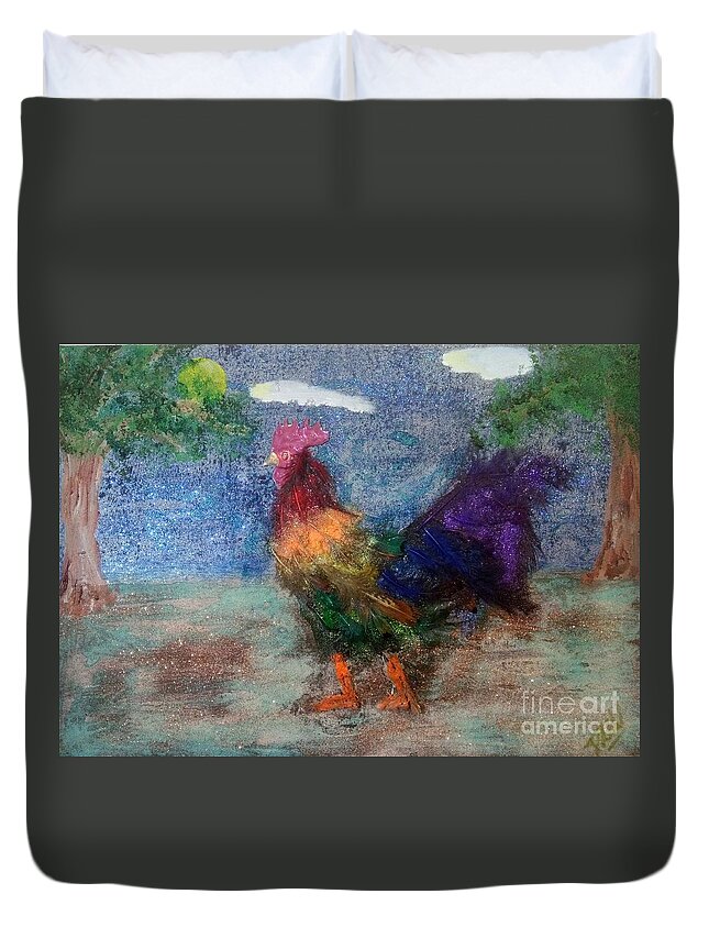 Lgbtq Duvet Cover featuring the mixed media Rainbow Cock by David Westwood