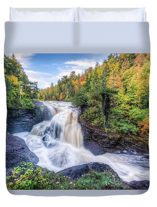 Waterfall Duvet Cover featuring the photograph Rainbow Falls by Brad Bellisle