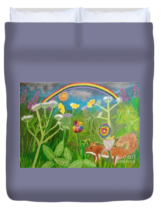 Lgbtq Duvet Cover featuring the painting Rainbow Hero by David Westwood