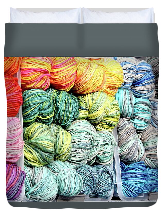 Yarn Duvet Cover featuring the photograph Rainbow Of Color by Lens Art Photography By Larry Trager