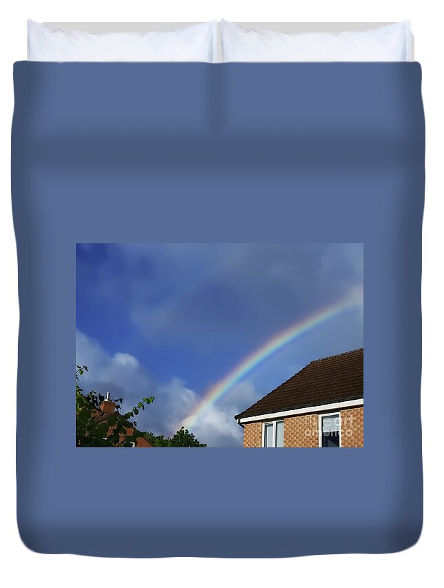 Rainbow Duvet Cover featuring the photograph Rainbow over Middleton by Pics By Tony